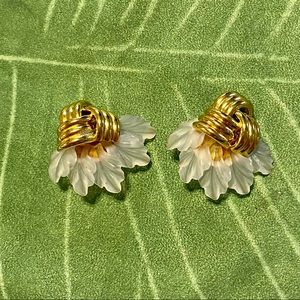 Gold, Leaves Clip Earrings